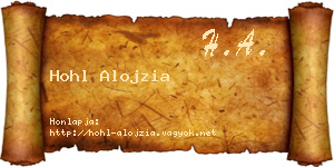 Hohl Alojzia névjegykártya